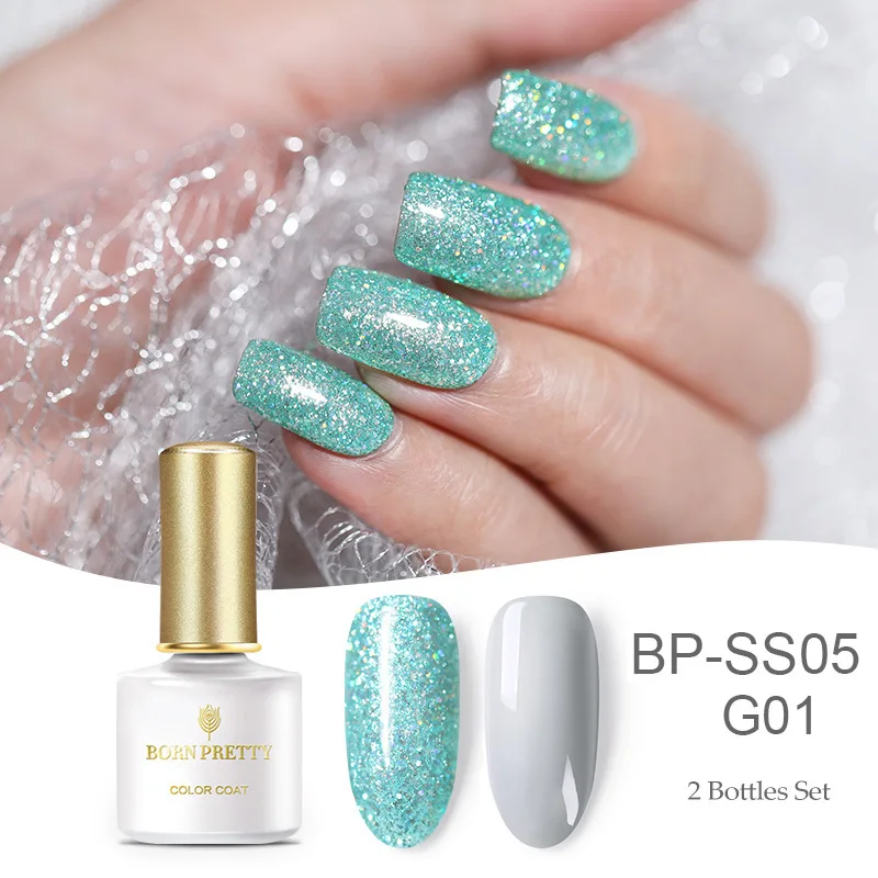 Set 13 Born pretty, голографическая гель для ногтей с блестками лак 6 мл Сияющий Блестящий впитывающий УФ-гель лак для ногтей Светодиодный УФ-лампа - Цвет: Set 13
