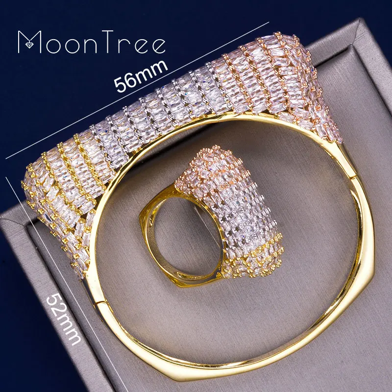MoonTree роскошные квадратные ювелирные наборы полностью кубические цирконы медь 3