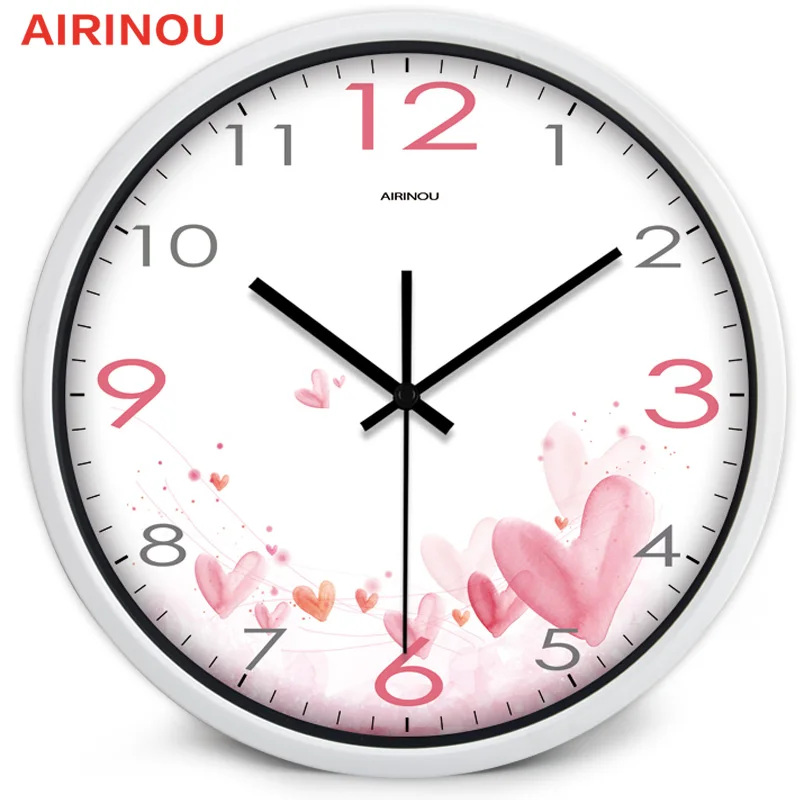 Airinou 10 12 14 дюймов стеклянные красивые настенные часы с цветком для девочек и
