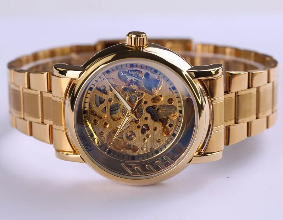 Новинка 2018 золотые часы роскошные Брендовые мужские модные автоматические