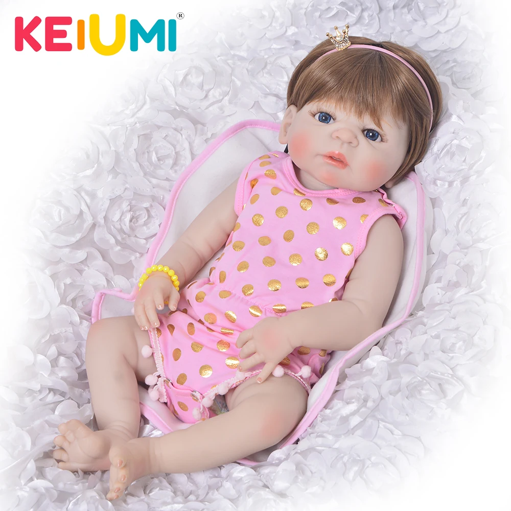 

Реалистичная кукла-младенец KEIUMI, 23 дюйма, полностью виниловое тело, модная Кукла-принцесса для новорожденных девочек, игрушки для детей, под...