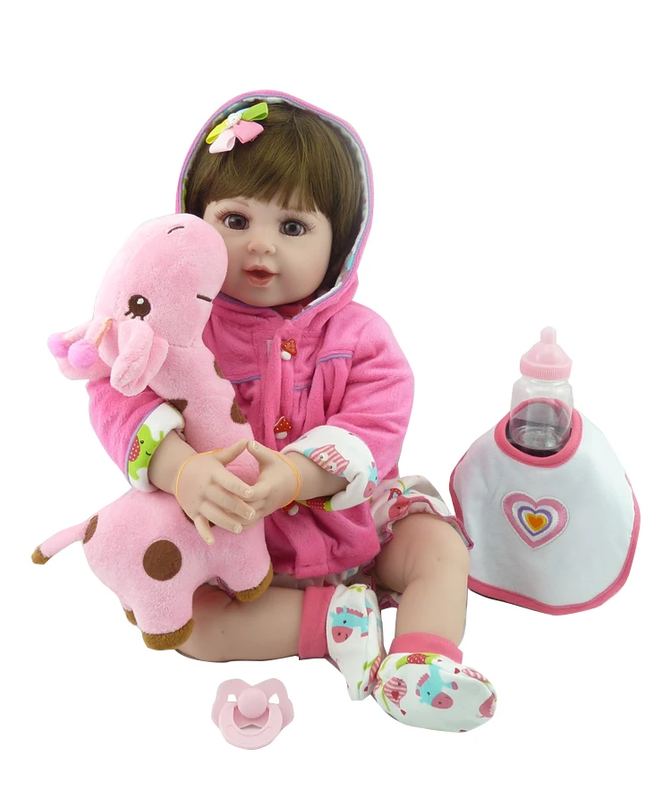 

curly hair cute girl doll 56cm 22" Handmade New fashion Silicone reborn doll vinyl Lifelike toddler Baby Bonecas kid doll reborn