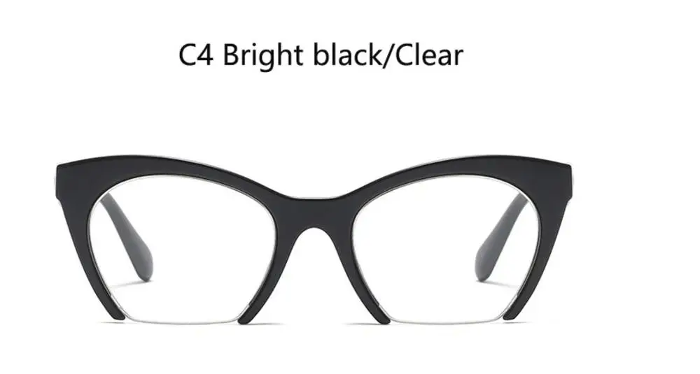 c4 black clear Винтажные очки "кошачий глаз", прозрачные линзы, Ретро стиль, 60 s, женская черная оправа, полуоправы, прозрачные очки "кошачий глаз", известный бренд, дизайнер - Цвет оправы: c4 black clear