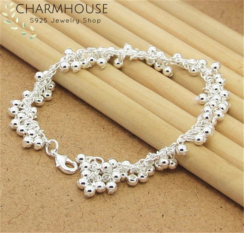 

Charmhouse Solid 925 Silver Bracelets for Women Little Beads Chain Bracelet & Bangles Wristband Pulseira Femme Wedding Jewelry