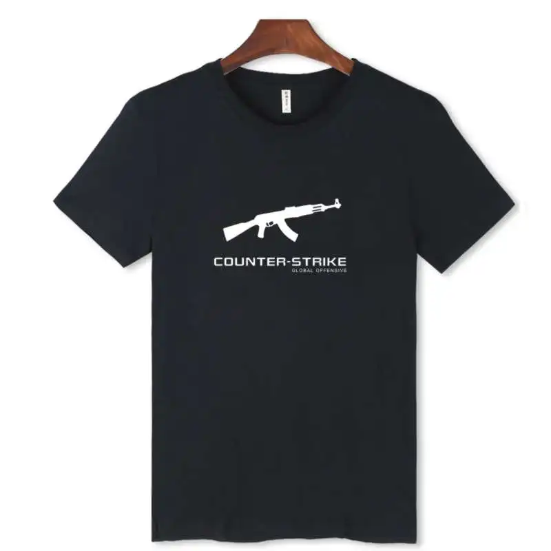 Мужская футболка с коротким рукавом CS GO модная черная печатью уличная одежда хип