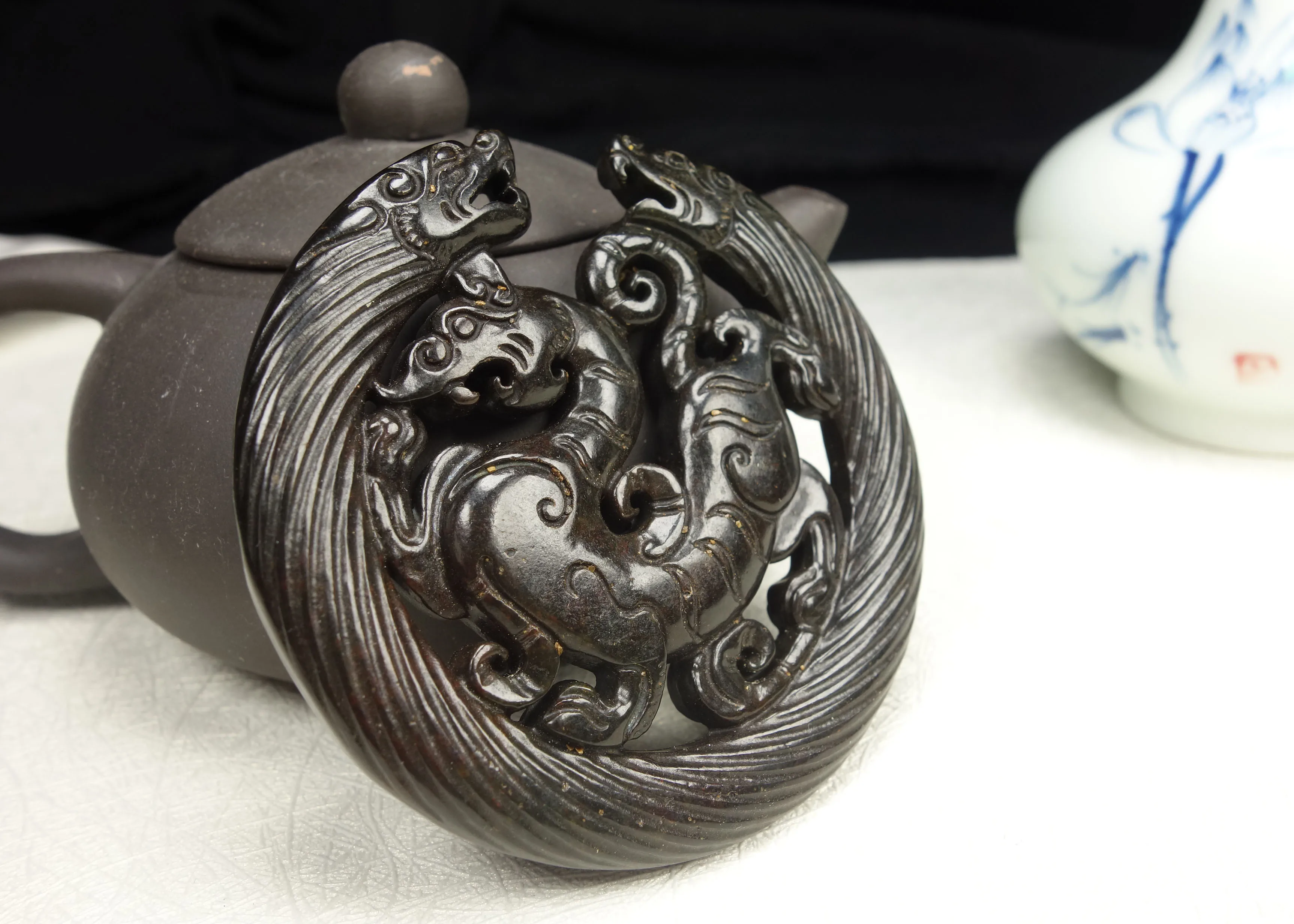 Китайский Loong драгоценный камень удачи Бог буддизм благословение каменных