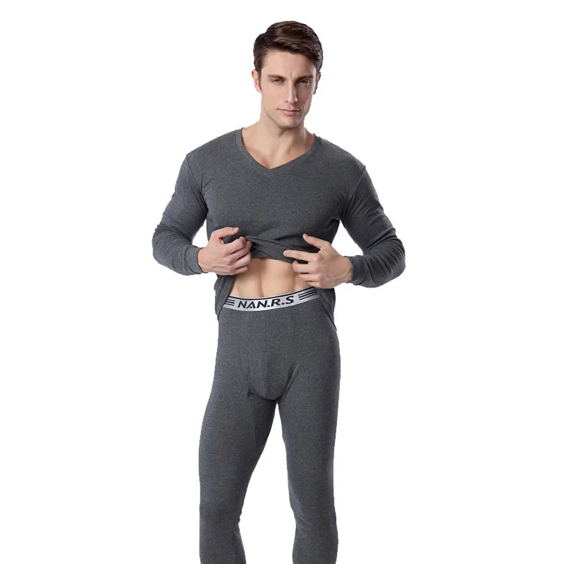 Men's Cotton Underwear Long Johns Thermal Pants Mens V Neck Thermo Sexy Black Sets Winter | Мужская одежда