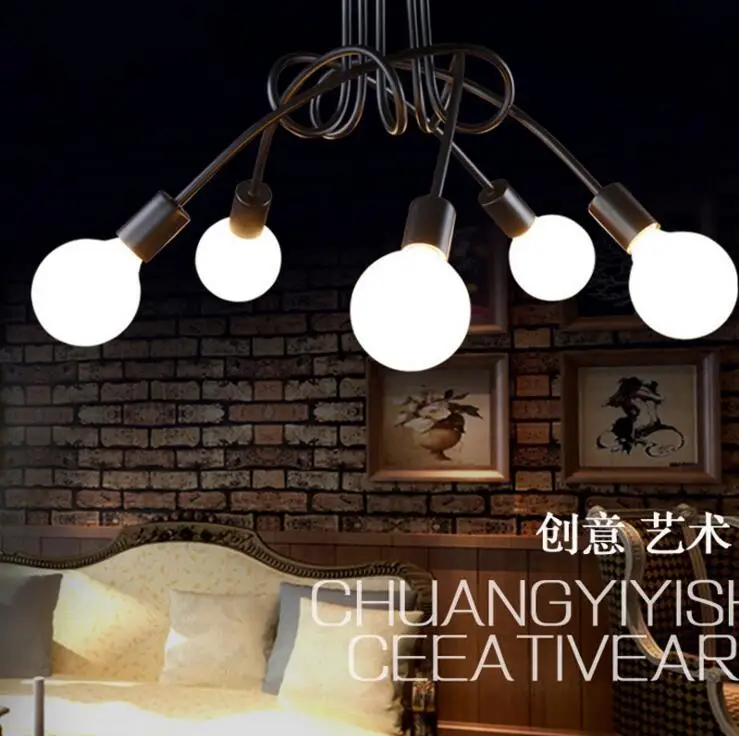 Ретро-Люстра В индустриальном стиле с изогнутыми трубками лампа для гостиной