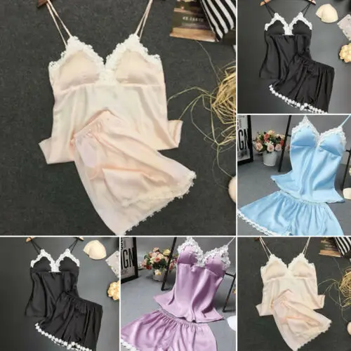 Женское атласное кружевное нижнее белье babydoll комплект ночного белья пижама