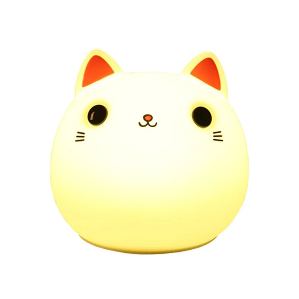 Мультяшный Кот светодиодный USB детский ночник с животными силиконовый мягкий