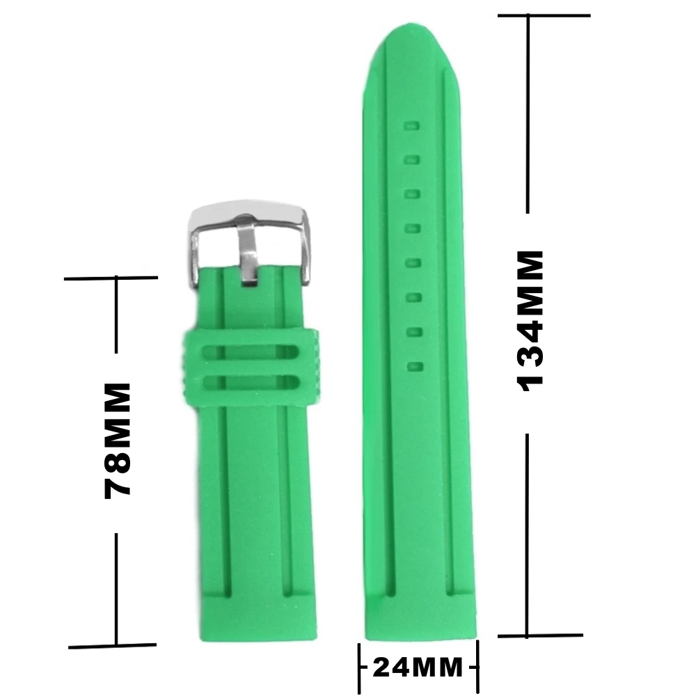 24 мм Aqua зеленые цветные силиконовые желе резиновые женские мужские часы ремешок