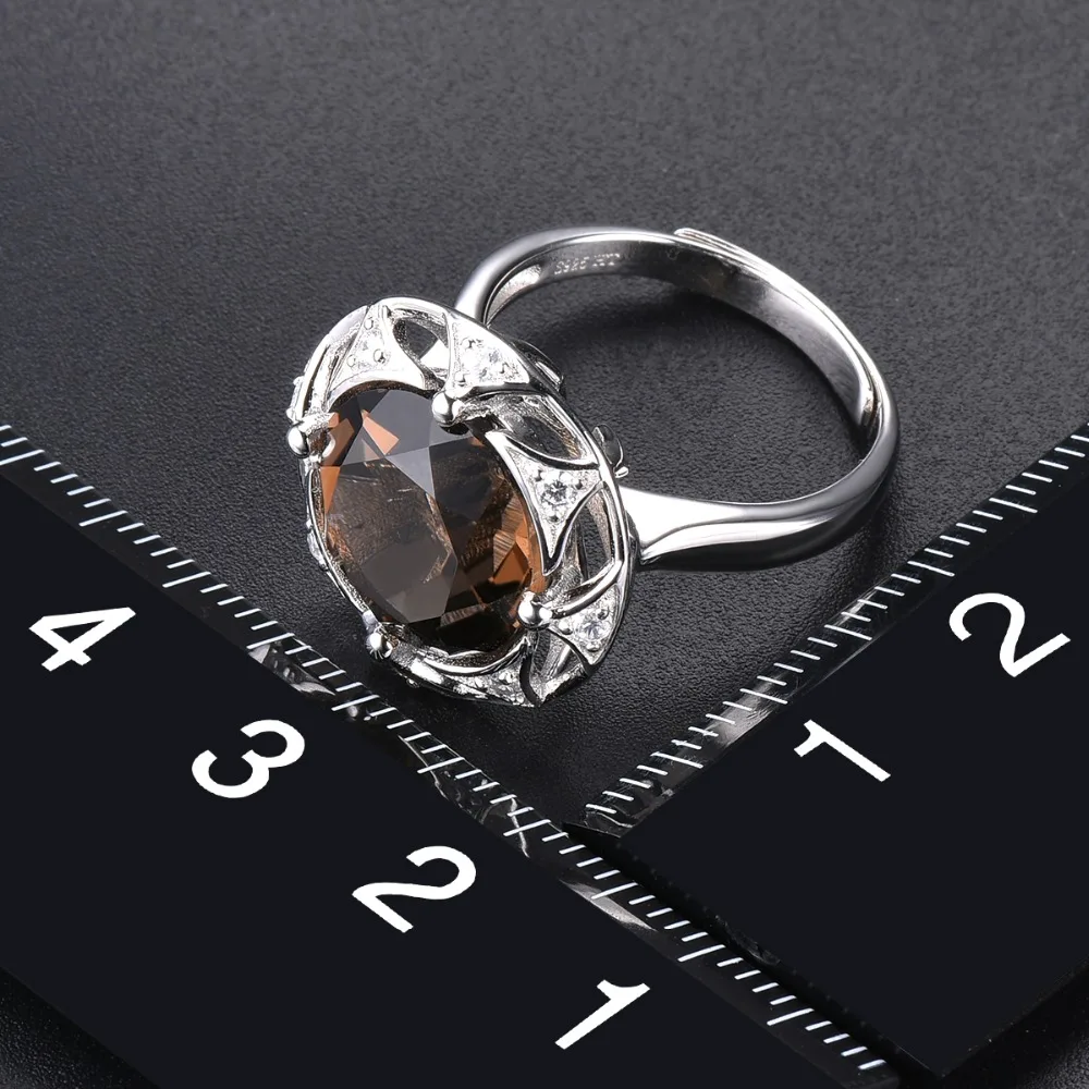 Hutang 6.57ct дымчатый кварц кольца натуральный драгоценный камень 925 серебро регулируемое Открытое кольцо хорошее ювелирное изделие элегантный дизайн для женщин Новинка