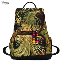 vintage women backpack boho embroidery peacock sequin rucksack national boho beads travel schoolbags shoulder bag for woman
