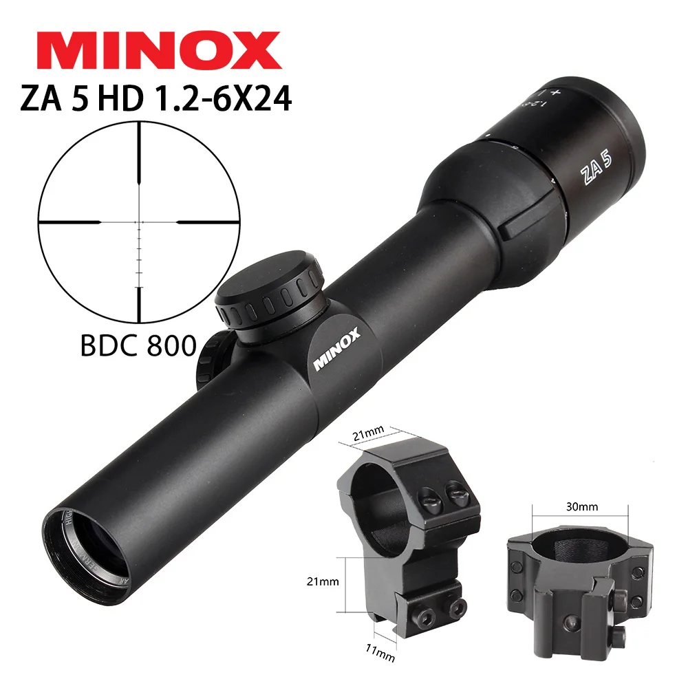 MINOX ZA 5i HD 1,2-6X24 ИК компактный охотничий прицел стекло травленая светящаяся сетка длинный глаз рельеф прицел оптические прицелы - Цвет: with Dovetail Rings
