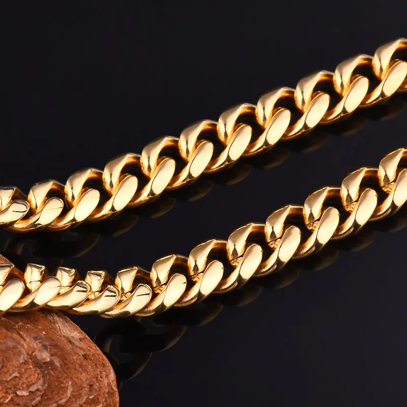 Ожерелье мужское из нержавеющей стали золотого цвета в стиле хип-хоп цепь