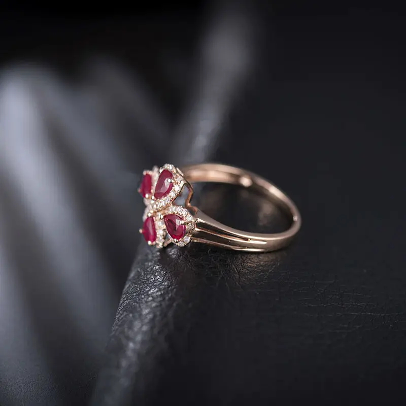 Обручальные кольца с рубинами в форме цветка огранка груши 3 3x4 мм драгоценный