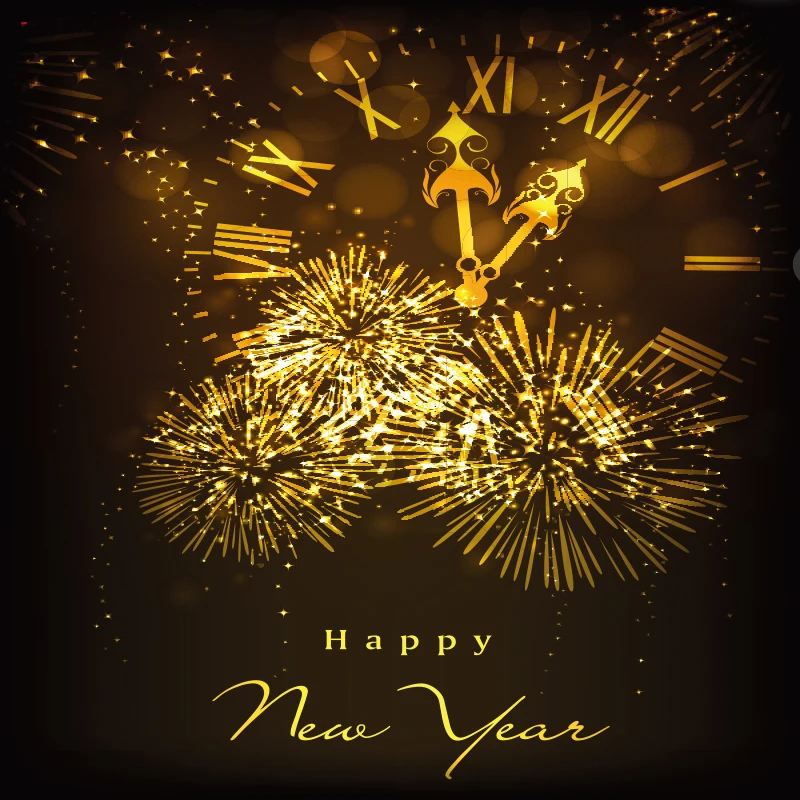 Allenjoy photography backdrops Happy New Year fireworks gold bell shiny background for photos photocall vinyl cloth | Электроника