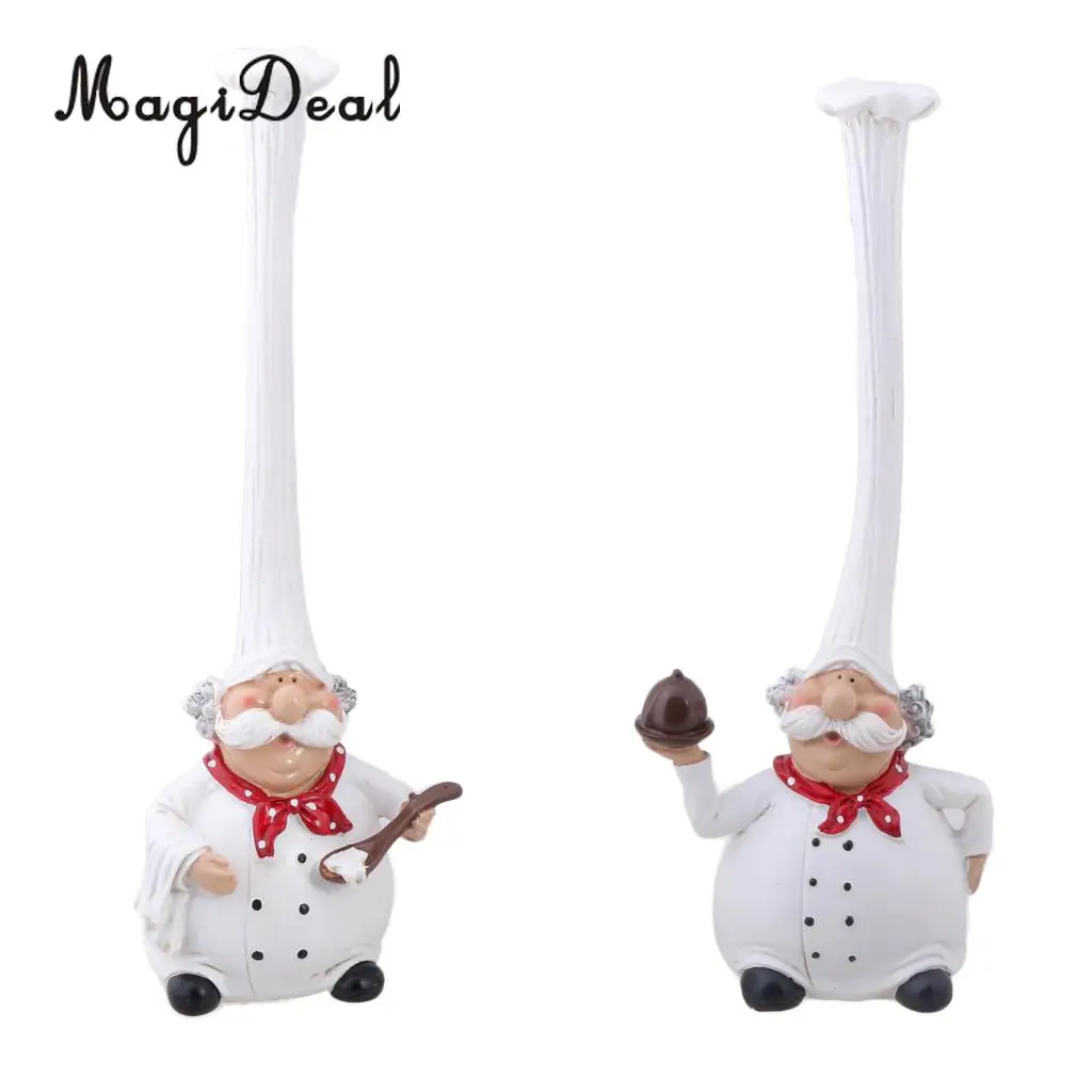 2pcs Italian Chef Figurines Kitchen Dining Bar Counter Top Decor Cooking Statue Collectible Housewarming Gift | Дом и сад