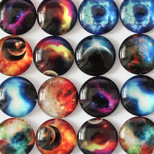 

From 8mm to 30mm Random Mixed Style Sky Star Round Glass Cabochon Dome Jewelry Finding Cameo Pendant Settings By Paired K02984