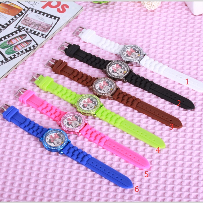 Кристальные цветные детские часы с рисунками из мультфильмов ЖЕНСКИЕ НАРЯДНЫЕ