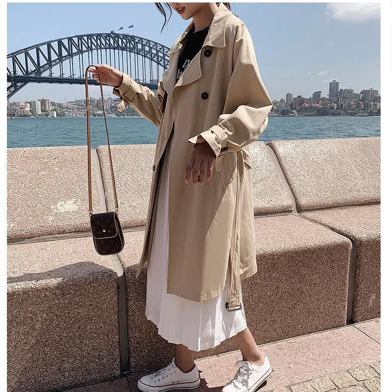 Женский плащ с отложным воротником, длинное женское пальто, Casaco Feminino Harajuku Abrigo Mujer trench Femme