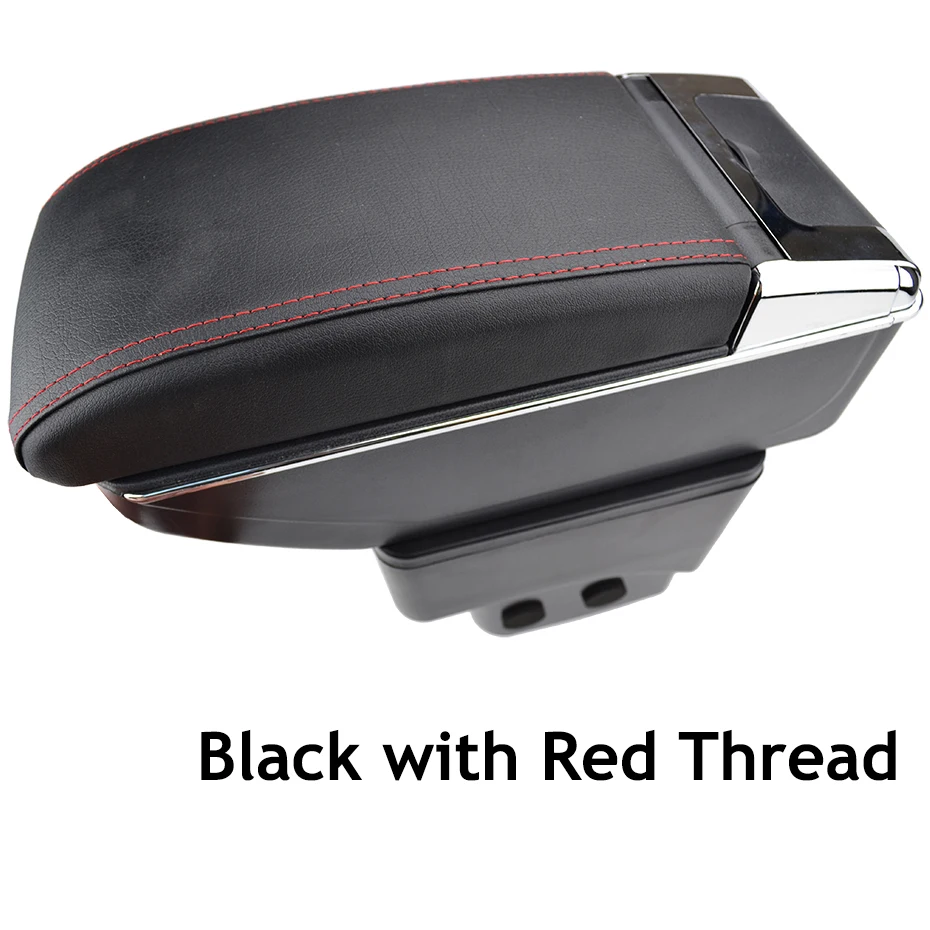 Red thread Коробка для хранения центральная консоль двухслойный из искусственной кожи 2013- подлокотник Подлокотник поднос для Ford Ecosport - Название цвета: Red thread