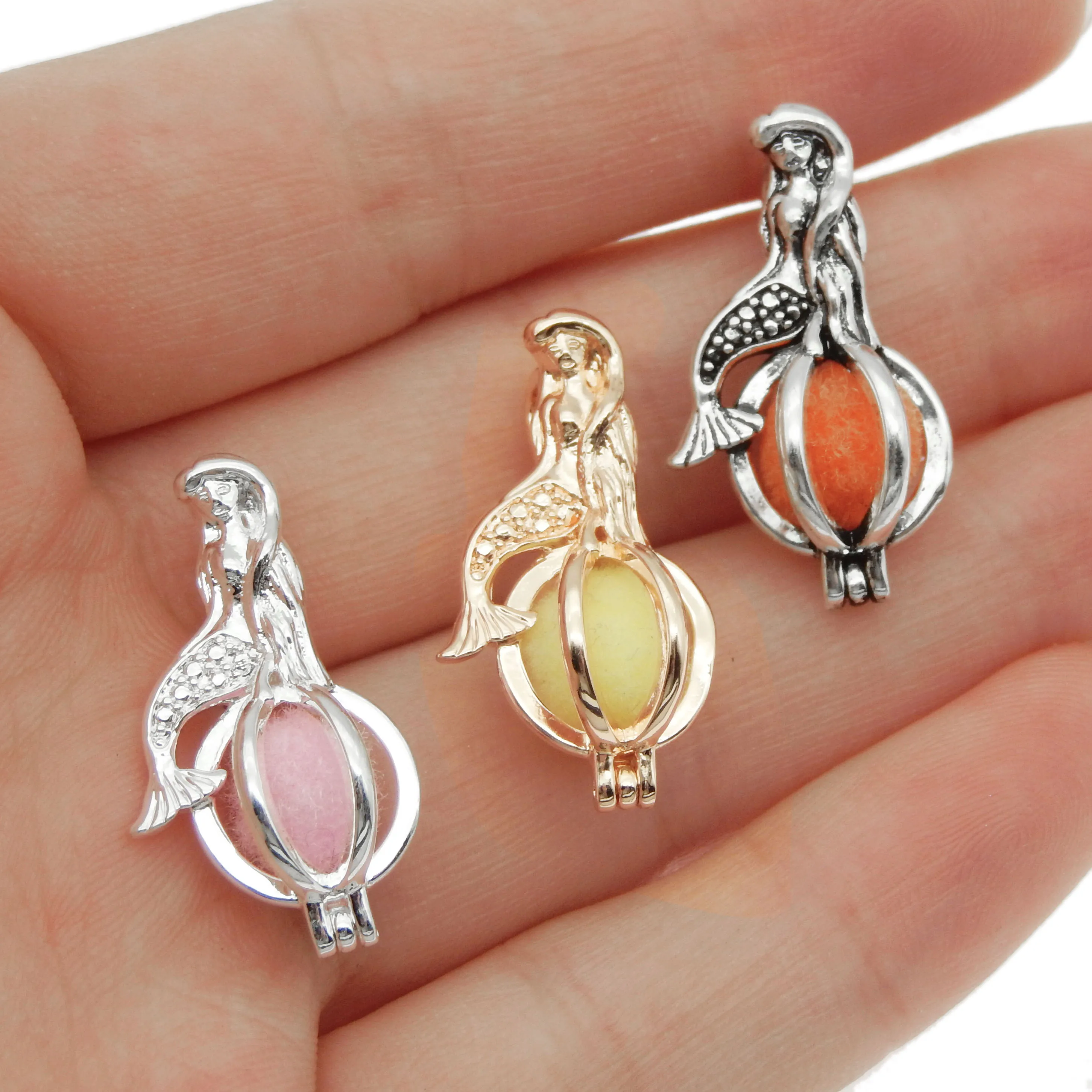 10 шт. разноцветные жемчужные подвески клетки медальон модная ароматерапия