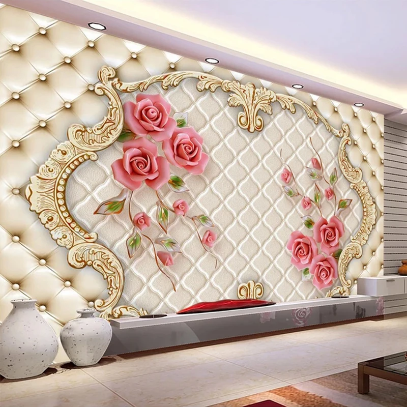 Пользовательские 3D фото обои для стен Home Decor красная роза цветы Гостиная диван