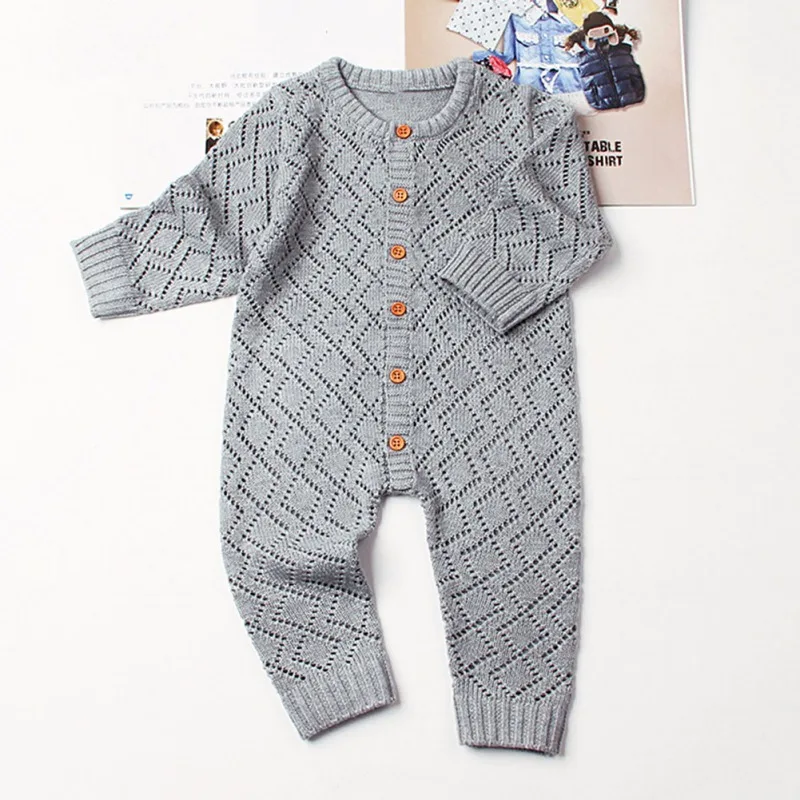 

Newborn Baby Rompers Toddler Girls Overalls Autumn Long Sleeve Candy Color Infant Boys Jumpsuits Children Knitted Outfit Clothes
