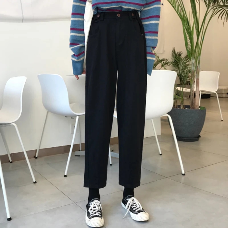 Женские весенние модные брендовые джинсы Ulzzang Harajuku BF с высокой талией длиной до щиколотки, женские повседневные свободные черные джинсы