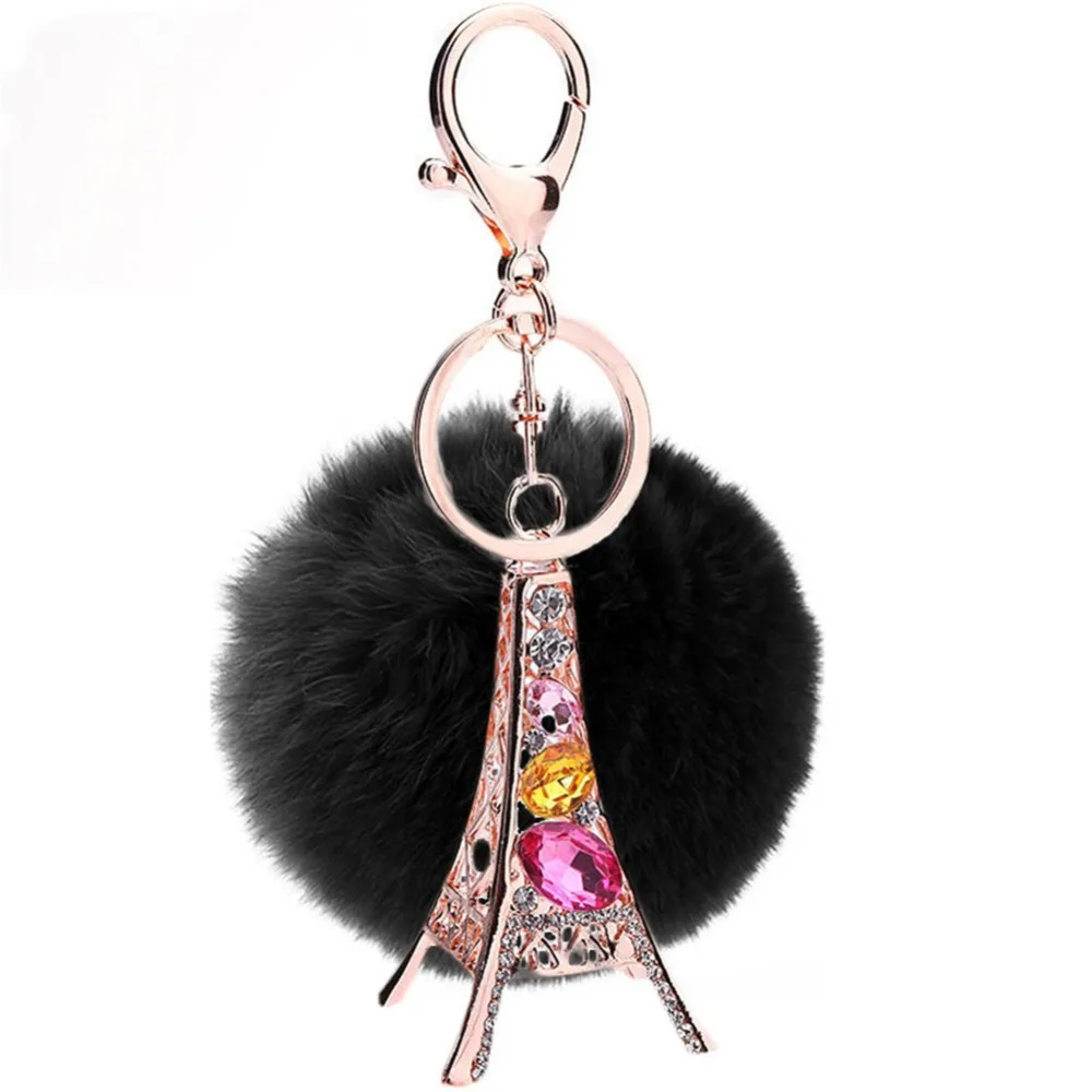 Брелок с Эйфелевой башней 8 см меховой брелок помпоном для автомобиля подвеской