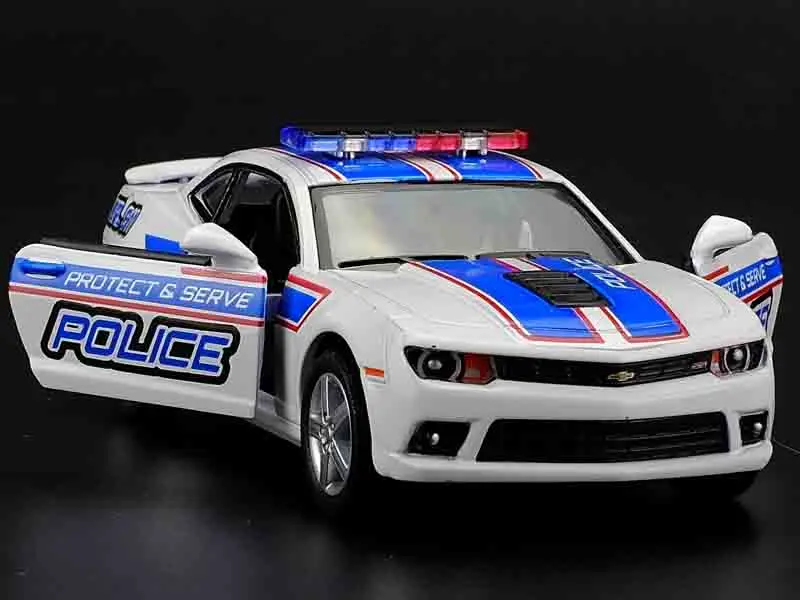 1:38 Chevrolet Camaro полицейское издание литые под давлением Автомобили Модель оттягивающийся металлический автомобиль игрушки для детей - Цвет: Белый