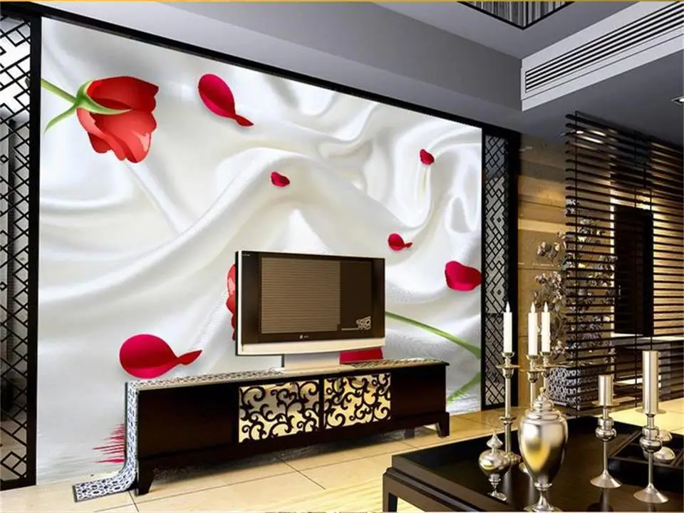 

3d фотообои на заказ, обои для гостиной, Шелковая Красная роза, цветы, 3d живопись, ТВ, диван, фон, не тканые обои для стен, 3d