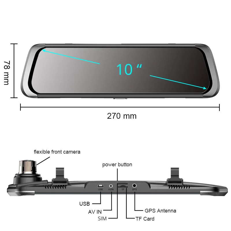 E08 plus Автомобильный видеорегистратор 10 дюймов IPS Touch 4G Зеркало DVR Android ADAS GPS FHD 1080P WIFI