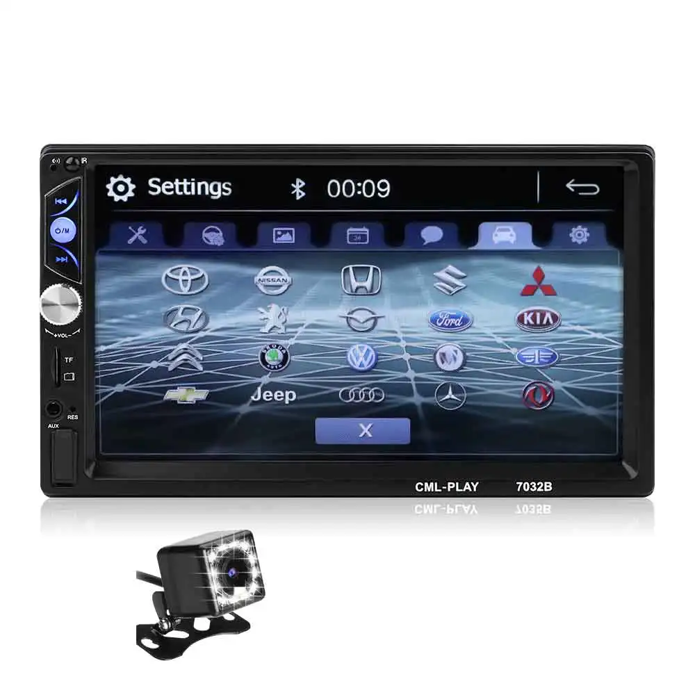 with 12 camera Mirror link Android 9,0 2 din автомобильное радио Авторадио 7 ''мультимедийный плеер Bluetooth handsfree FM/TF/USB камера заднего вида автомобильное радио - Цвет: with 12 camera