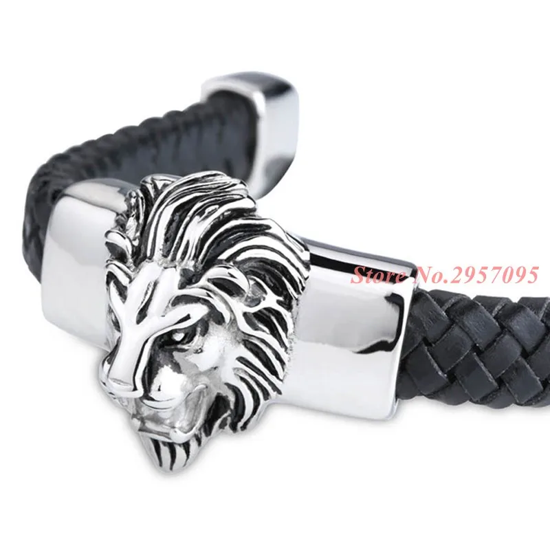 Высококачественный Браслет из натуральной кожи ювелирные изделия нержавеющей