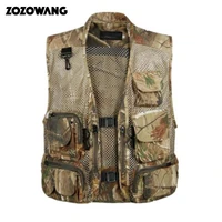 zozowang summer outdoors tactical camouflage mesh vest men breathable multi pockets vest shooting waistcoat sleeveless jacket