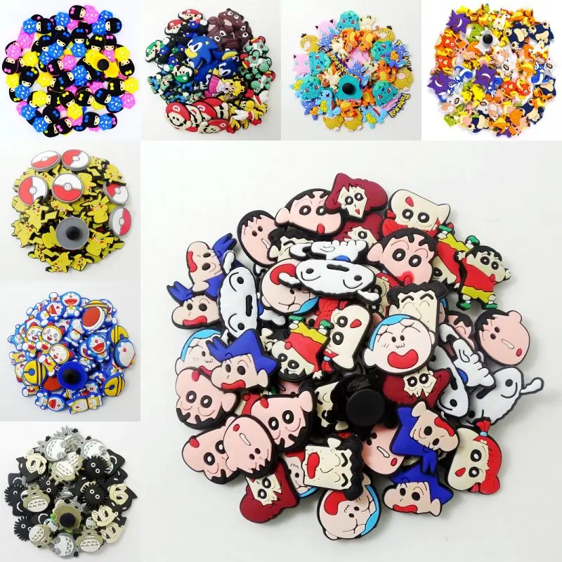 Детский праздничный подарок 50 шт. одна штука Doraemon Pokemon Go Supermario Shoes Charms Fit Croc/браслет