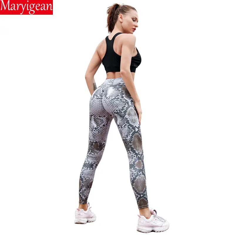 Женские леггинсы с высокой талией и принтом под змеиную кожу|Легинсы| |