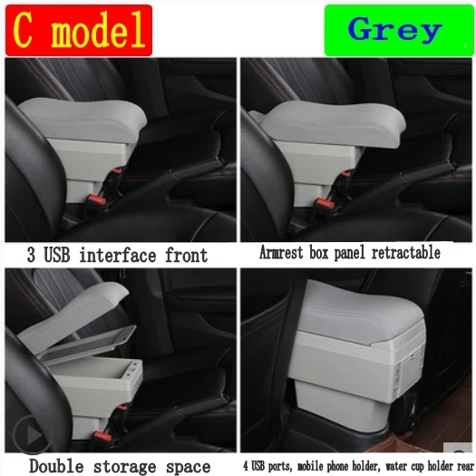 C-Gray Для Chevrolet Aveo T200/T250 подлокотник поворотный кожа высшего качества центральной консоли ящик для хранения стаканов подлокотника 2008 2009 2010 - Color Name: C-Gray