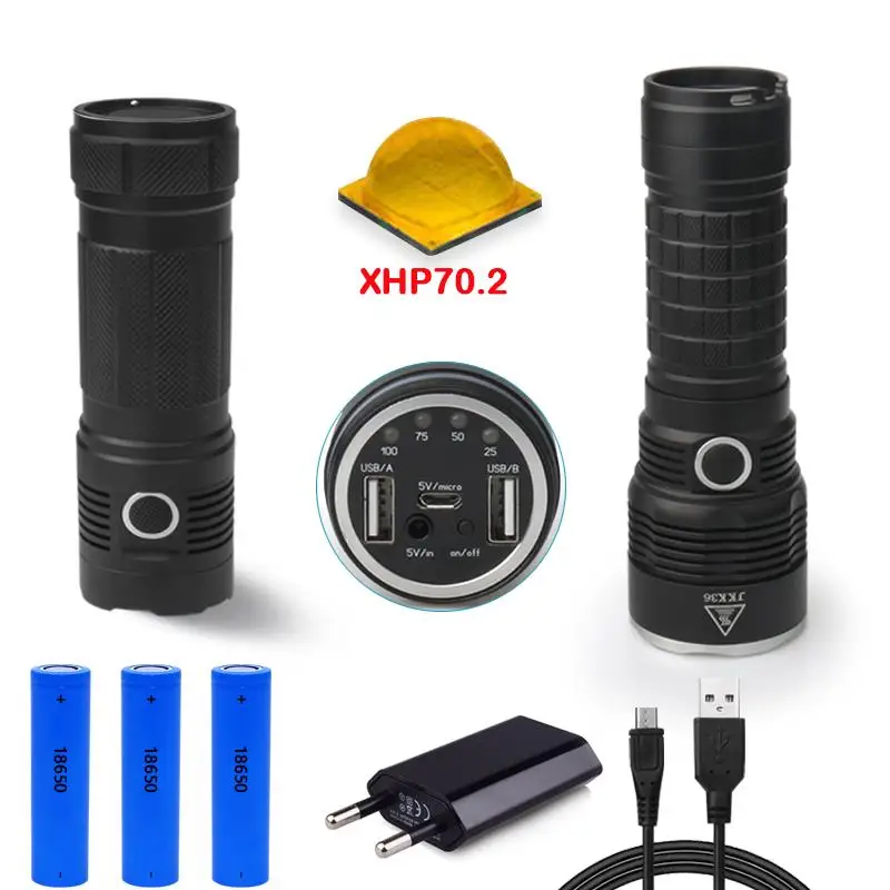 Охотничий прожектор XLamp xhp70.2 самый мощный светодиодный фонарик usb xhp70 8000 люмен 18650