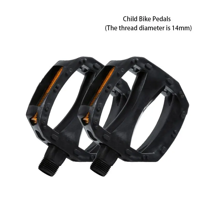 black 14mm WEST BIKING велосипедные педали Ультралайт 9/16 Детский защитный Пластик Road анти-скольжения Предупреждение отражатель ребенка велосипедов велосипедная педаль - Цвет: black 14mm