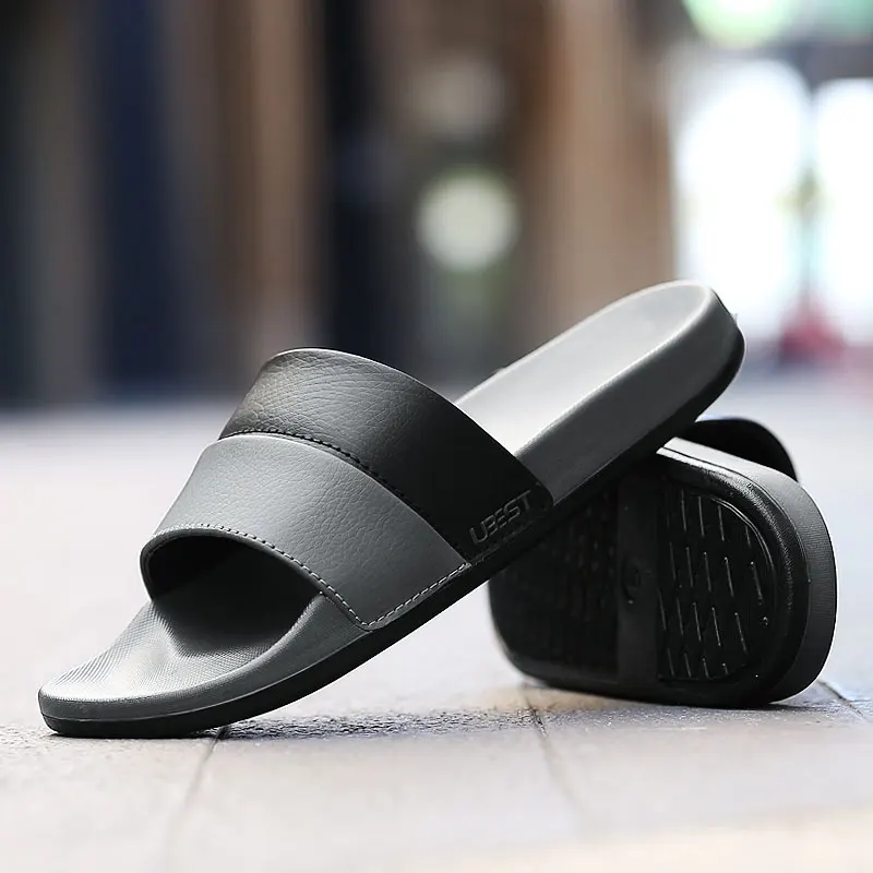 Mens Summer Casual Leisure Slip-on Fashion Shoes Lightweight Eva Flat Anti-slip Hard-wear Slippers Beach Swimming Indoor Slides