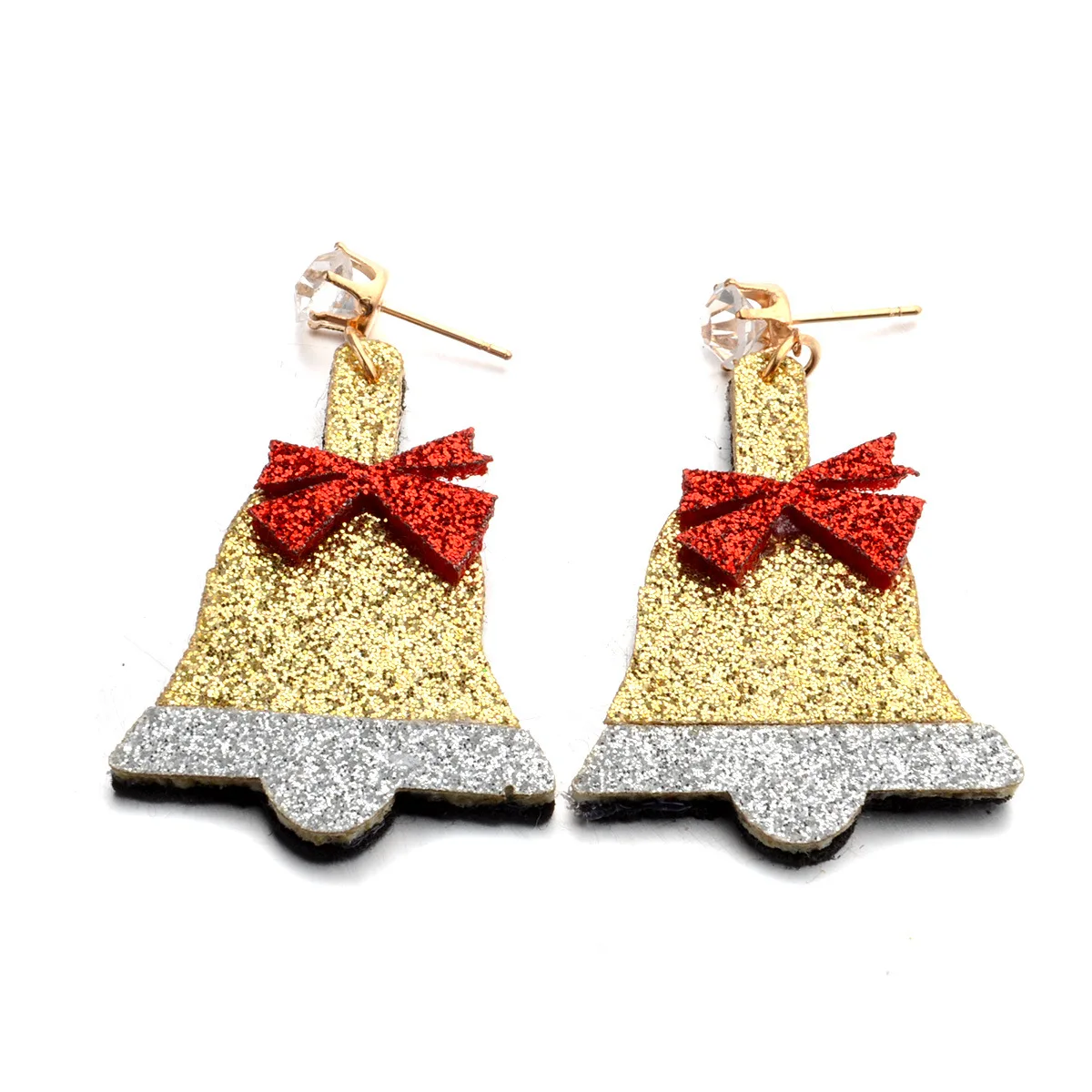 1 Pair Creative Christmas Dangle Earrings Shiny Jingle Bell Ear Studs Fashion Jewelry For Women Girls Colorful | Украшения и