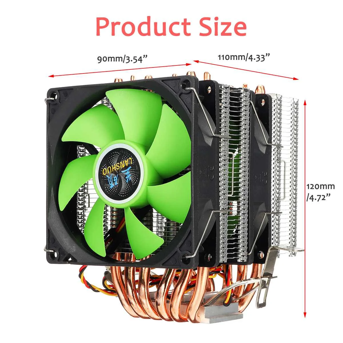 LGA 2011 X79 X99 CPU Cooler 6 медных тепловых труб 2Fan Тихий радиатор охлаждения для AMD