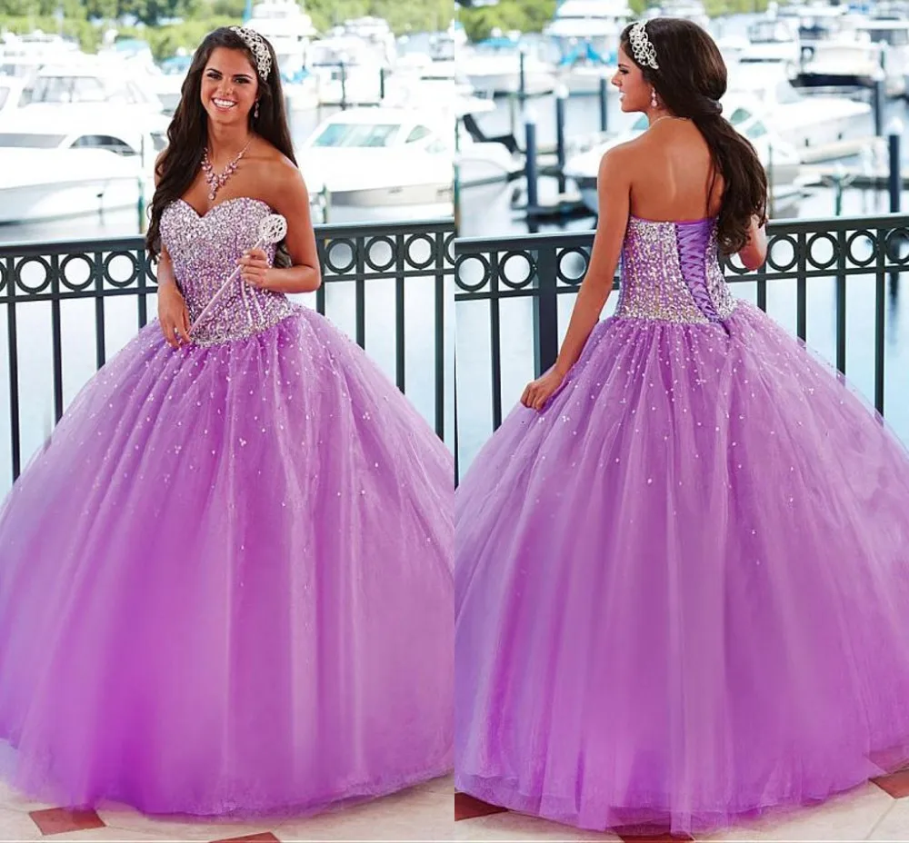 Горячие Продажа Quinceanera Платья Фиолетовый Бальное платье Из Органзы Сшитое из