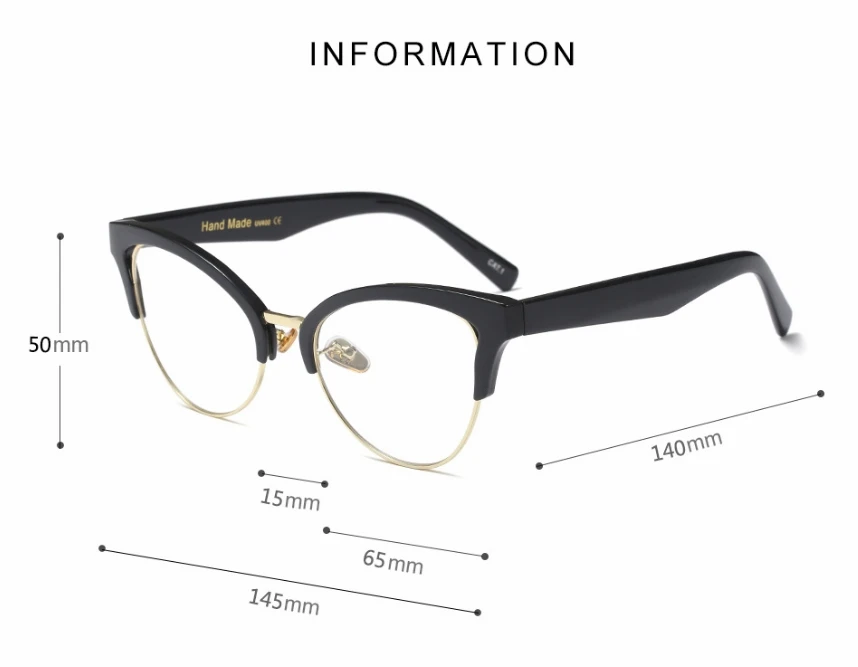 Half Frame Cat Eye Hollow Glasses Frames Women Trending Optical Fashion Computer Glasses 45640
