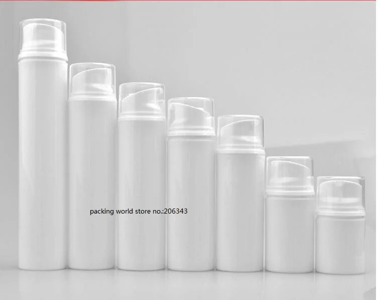 Белая пластиковая безвоздушная бутылка 30 мл прозрачная/белая крышка для