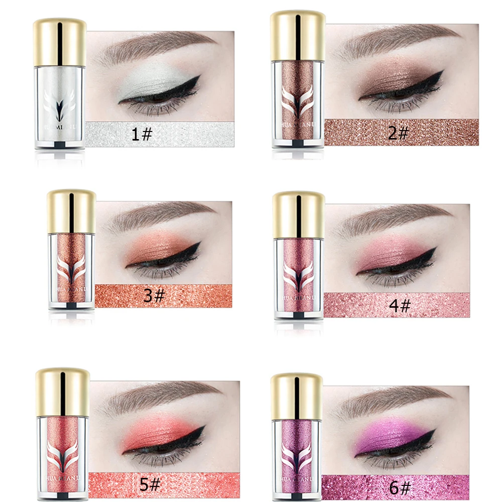 6pcs/A Lot Huamianli Diamond Eyeshadow 6 Color Cosmetic Metallic Loose Powder Multi Use Waterproof Glitter Eye Shadow Makeup Set |