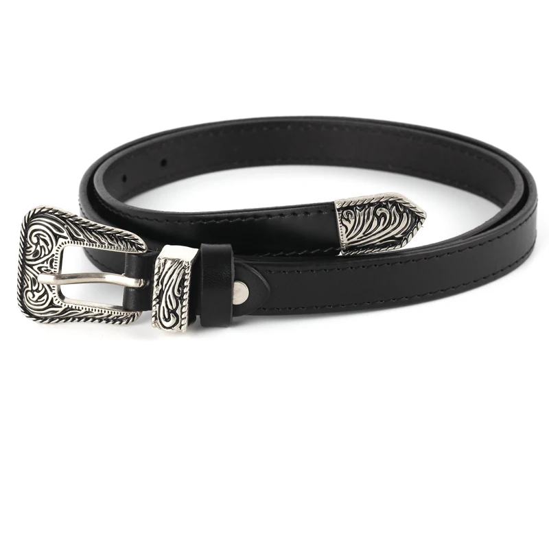 

Genuine Leather Belts for Women Vintage Pin Buckle Thin Woman Belt High Quality Cowskin Leather Jeans Strap Female Black Belts